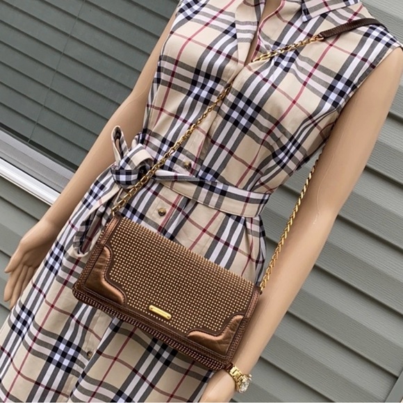 Burberry Brown Studded Crossbody Bag with Gold Hardware - Picture 8 of 10